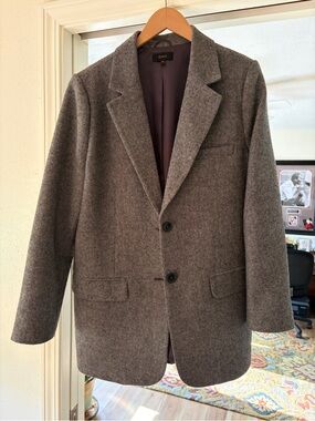 Quince Charcoal Herringbone Two-Button Blazer